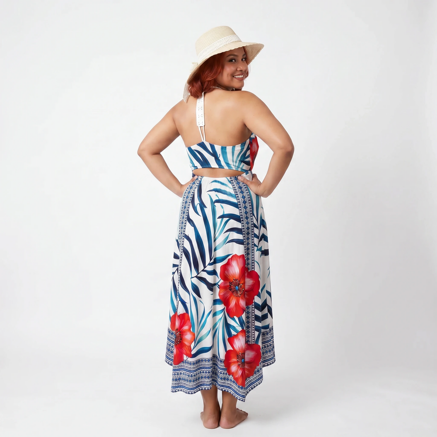 Paw Drazzel Boutique Women's Casualwear, Open Shoulder, Sleeveless, Plunging Neck, Spaghetti Strap Maxi Dress