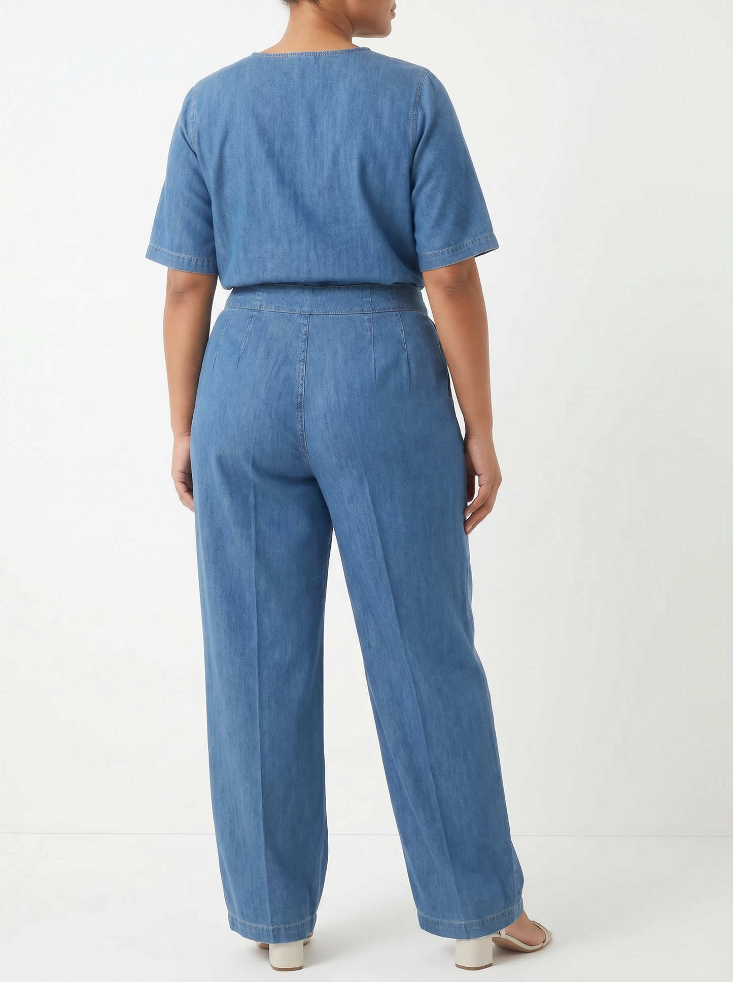 Paw Drazzel Boutique Women's High-Waisted, Straight Wide Leg, Straight Waist Line,  Front Button and Zipper, Side Pockets, Wide Leg Denim Pants