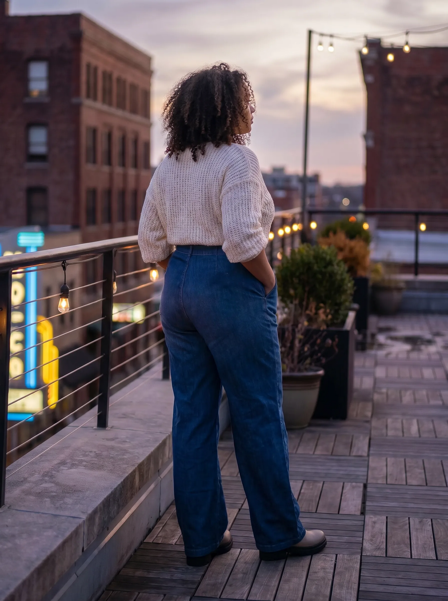 Paw Drazzel Boutique Women's High-Waisted, Straight Wide Leg, Straight Waist Line,  Front Button and Zipper, Side Pockets, Wide Leg Denim Pants