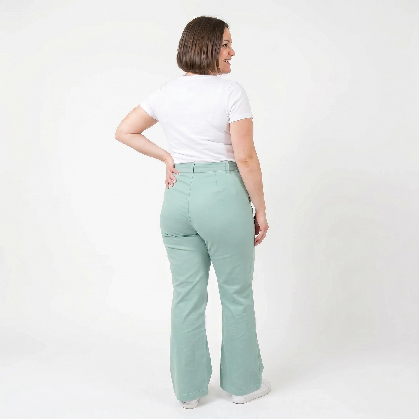 Paw Drazzel Boutique Women's Mid-Waisted, Belted, Pocketed, Straight/Wide-Leg, Tailored Kay Pants