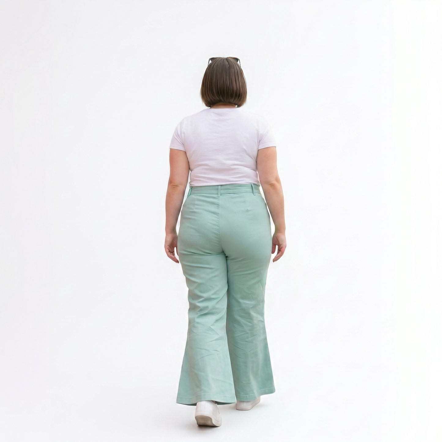 Paw Drazzel Boutique Women's Mid-Waisted, Belted, Pocketed, Straight/Wide-Leg, Tailored Kay Pants