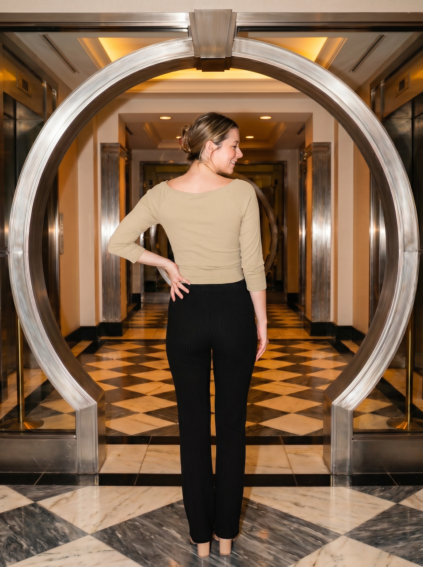 Paw Drazzel Boutique Women's Casual Wear, Long Sleeve, Sculpted Fit, Dual Style, Ribbed Stretch, Wrap Top