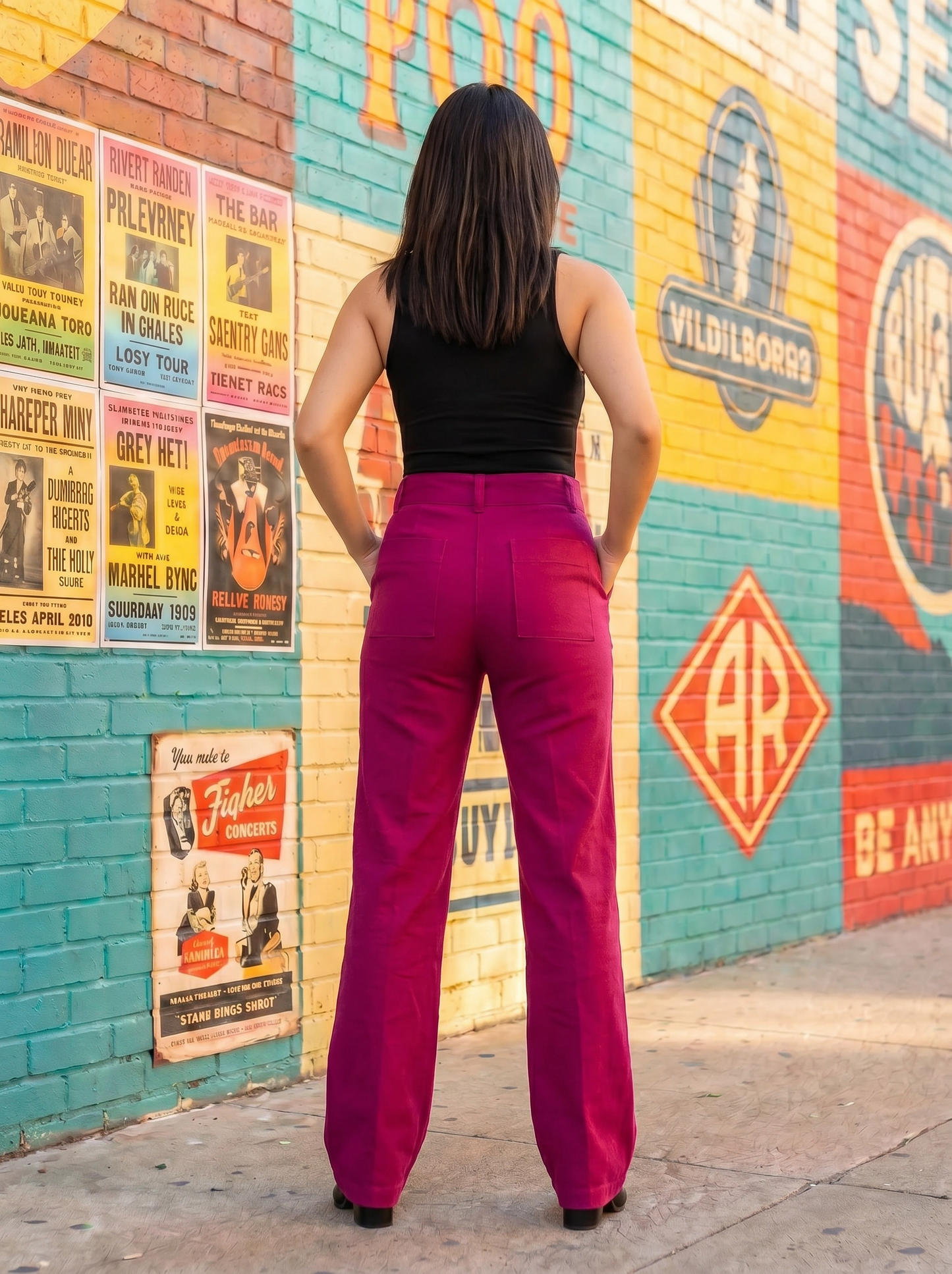 Paw Drazzel Boutique Women's High-Waisted, Belted, Pocketed, Straight-Leg, Tailored Lorenzo Pants