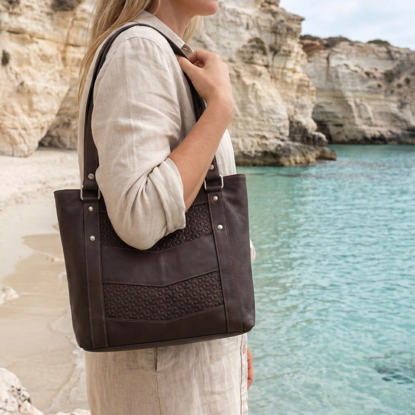 Paw Drazzel Boutique Women Versatile, Inside Pockets, Lined Interior, Embossed Front Panel Leather Totes