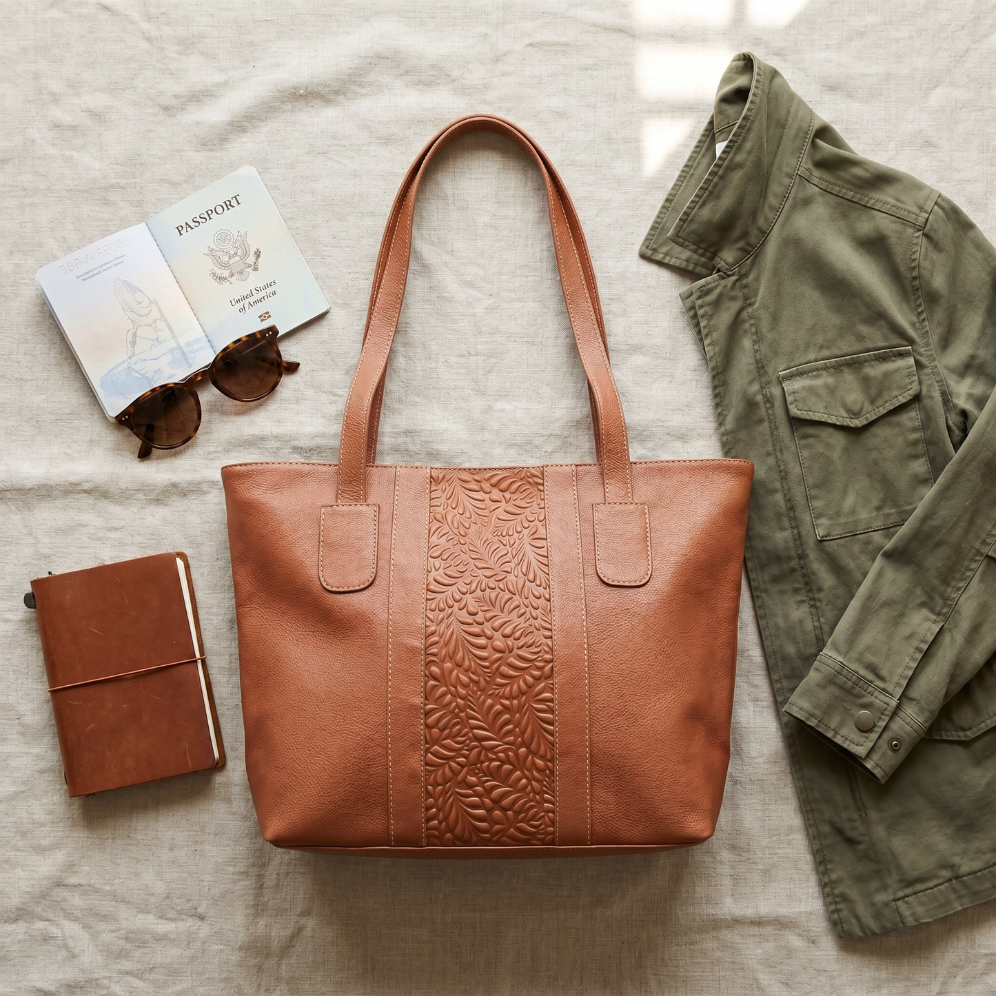 Paw Drazzel Boutique Women Versatile, Inside Pockets, Lined Interior, Embossed Front Panel Leather Totes