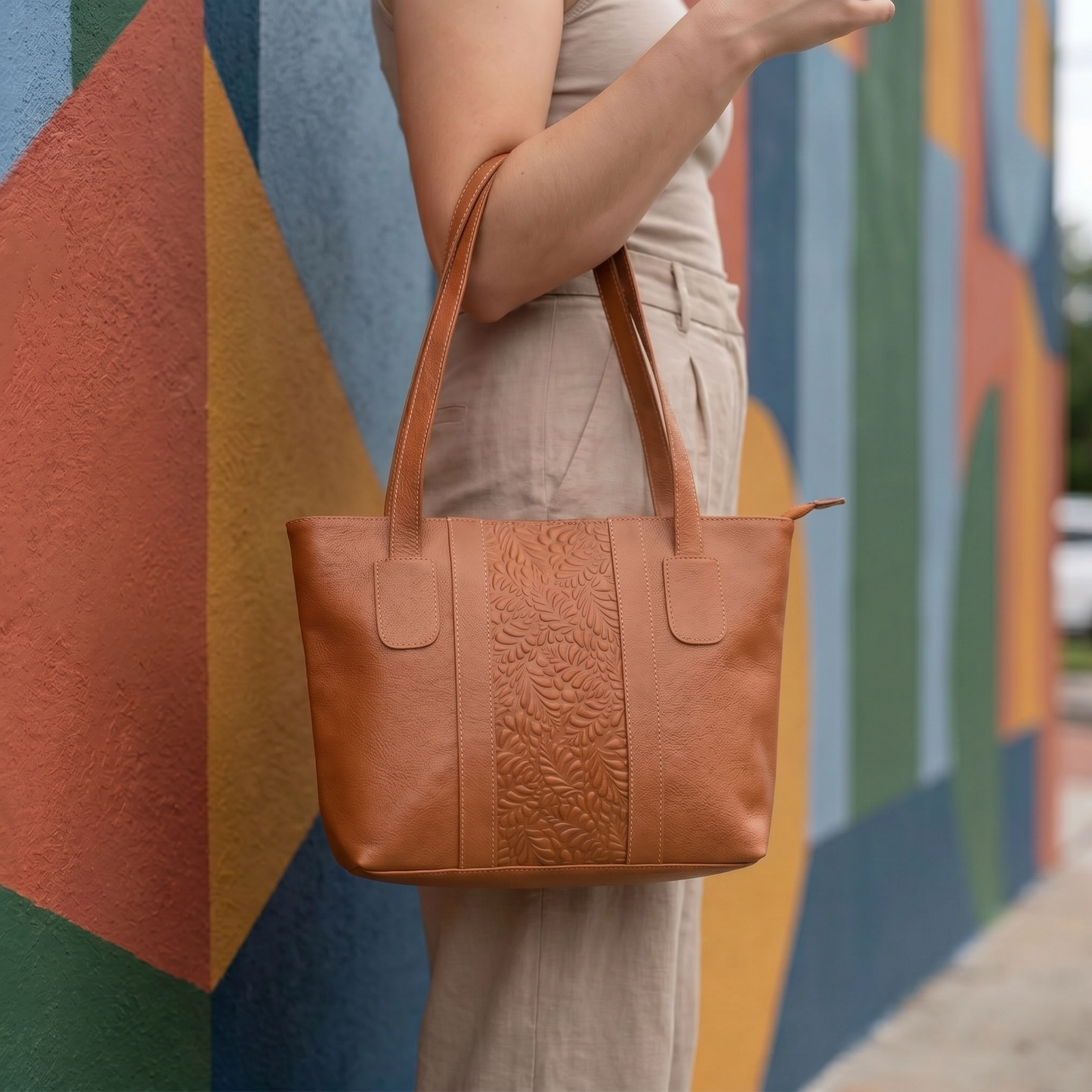 Paw Drazzel Boutique Women Versatile, Inside Pockets, Lined Interior, Embossed Front Panel Leather Totes
