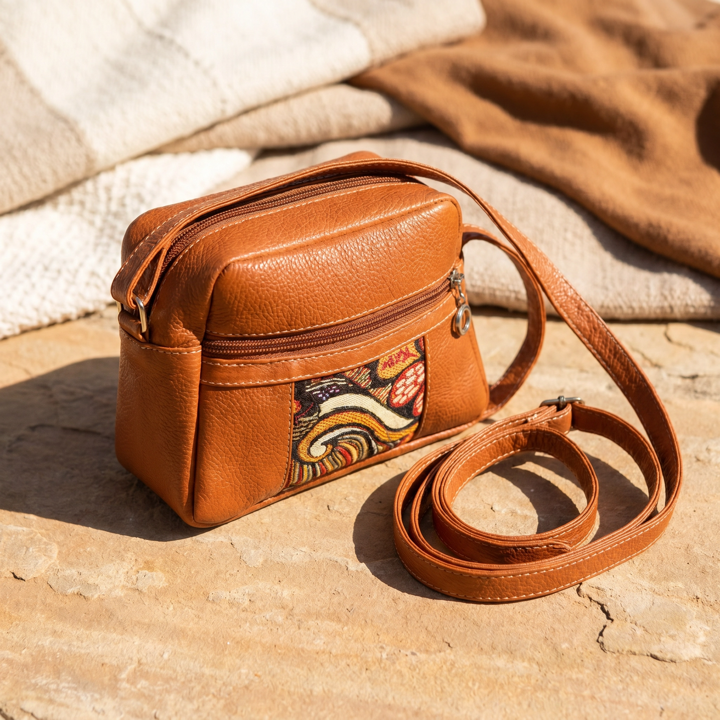 Paw Drazzel Boutique Women Versatile, External Pockets, Lined Interior, Artistic Accents, Leather Crossbody Purse