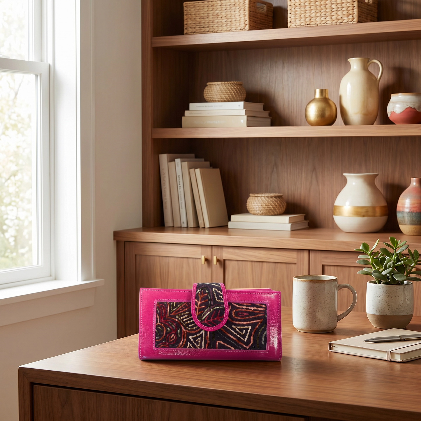 Paw Drazzel Boutique Women Versatile, Artisanal Aesthetic, Bright Leather Colors, Secure Closure, Optimized Interior Layout, Tapestry, Tri-Fold Wallet