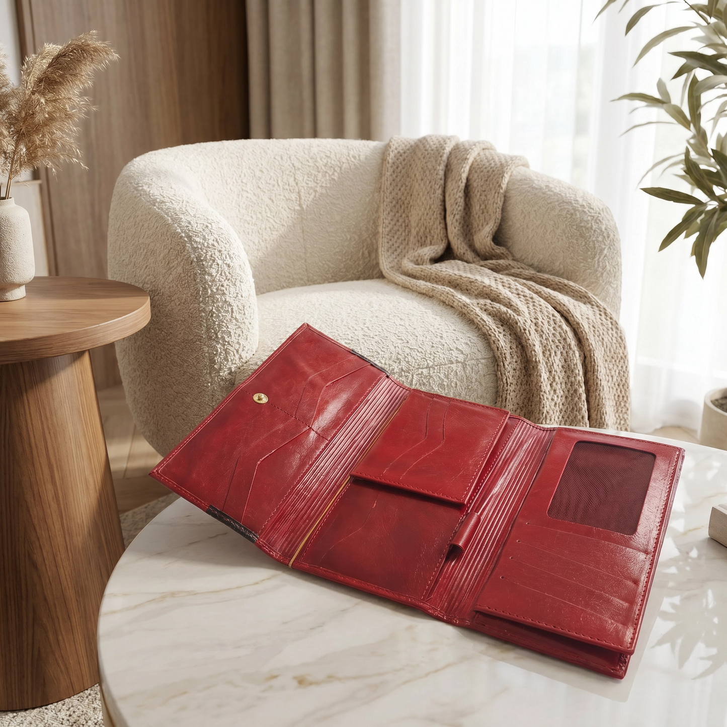 Paw Drazzel Boutique Women Versatile, Artisanal Aesthetic, Bright Leather Colors, Secure Closure, Optimized Interior Layout, Tapestry, Tri-Fold Wallet