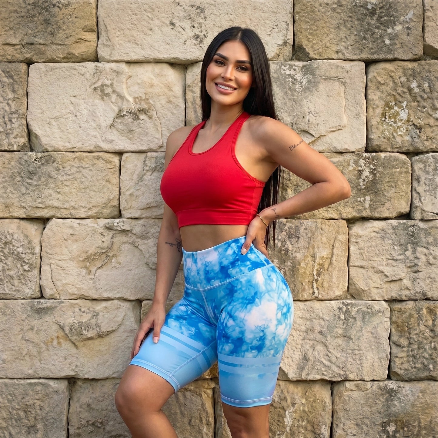Paw Drazzel Boutique Women's Athletic Wear, One piece, Short-Leg, High Waist, Printed Workout Shorts
