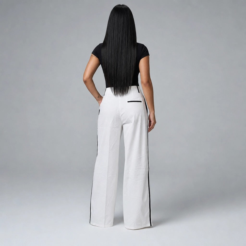 Paw Drazzel Boutique Women's High-Waisted, Straight-leg, Smooth Front Panel, Back Zipper, Side Pocket, Gallega Pants
