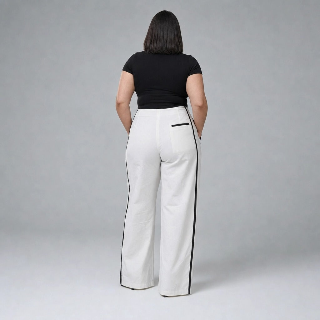 Paw Drazzel Boutique Women's High-Waisted, Straight-leg, Smooth Front Panel, Back Zipper, Side Pocket, Gallega Pants