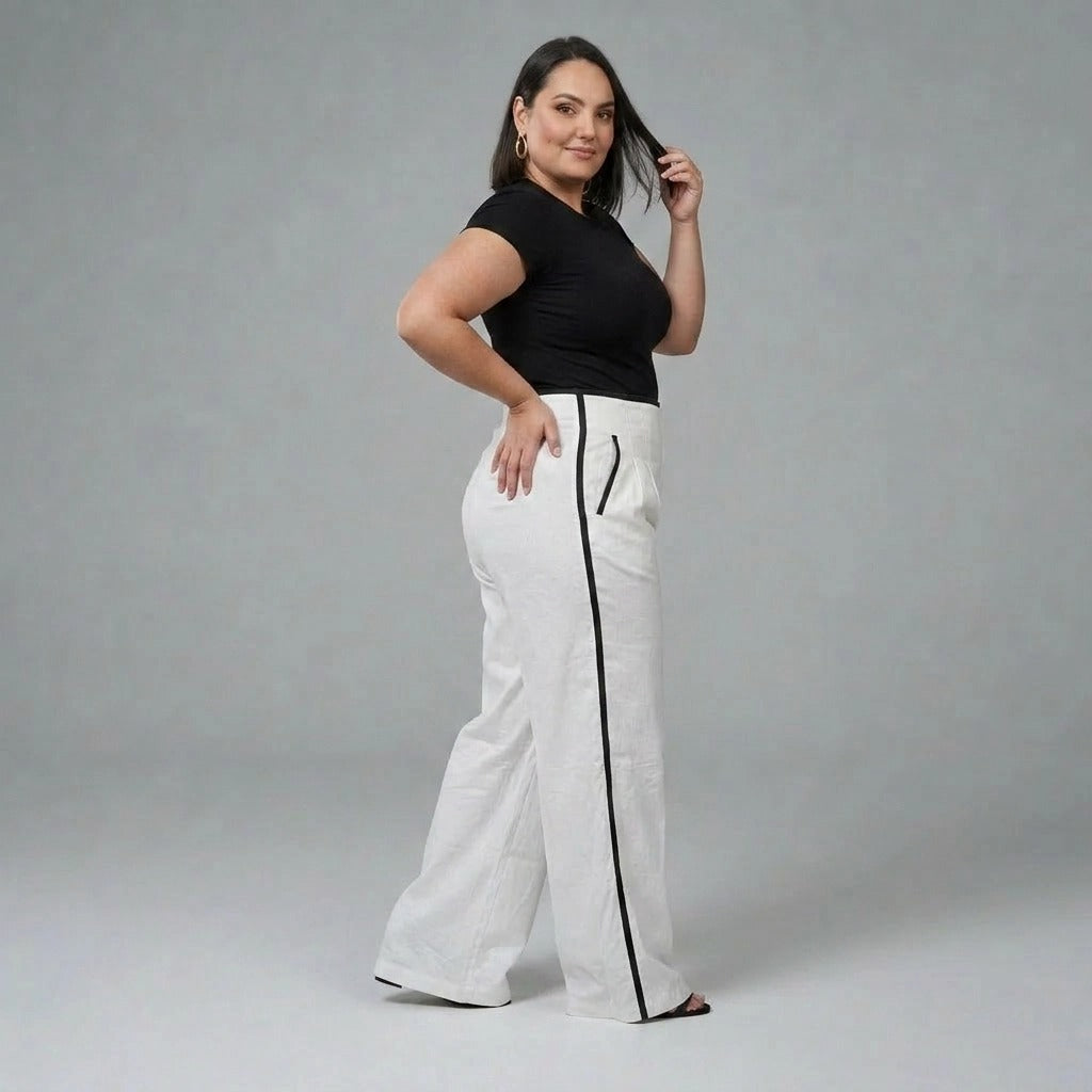 Paw Drazzel Boutique Women's High-Waisted, Straight-leg, Smooth Front Panel, Back Zipper, Side Pocket, Gallega Pants