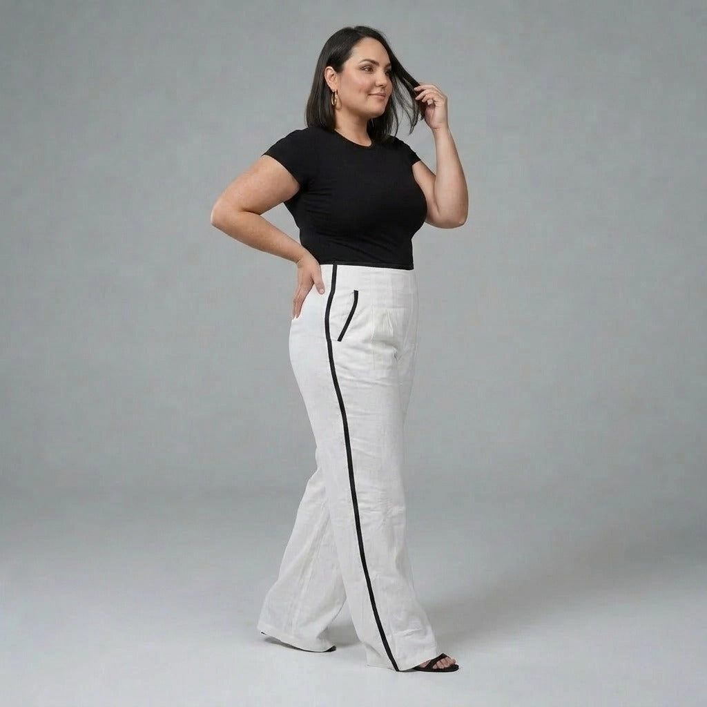 Paw Drazzel Boutique Women's High-Waisted, Straight-leg, Smooth Front Panel, Back Zipper, Side Pocket, Gallega Pants