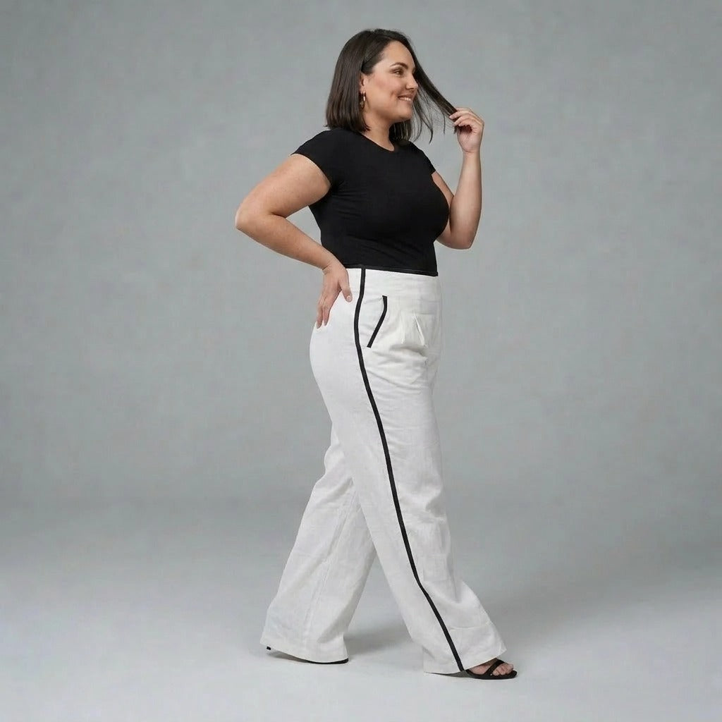 Paw Drazzel Boutique Women's High-Waisted, Straight-leg, Smooth Front Panel, Back Zipper, Side Pocket, Gallega Pants