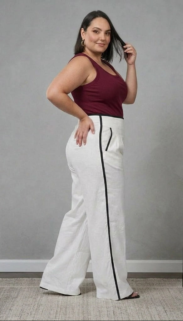 Paw Drazzel Boutique Women's High-Waisted, Straight-leg, Smooth Front Panel, Back Zipper, Side Pocket, Gallega Pants