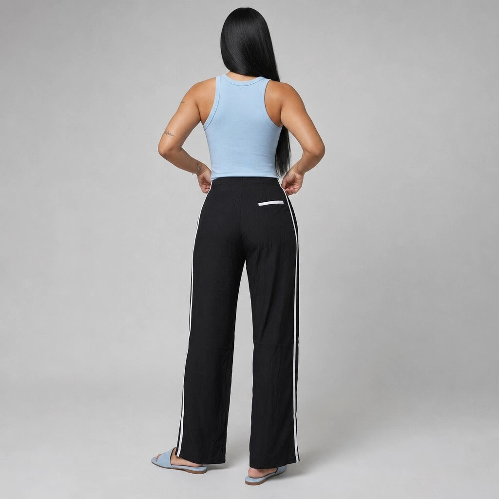 Paw Drazzel Boutique Women's High-Waisted, Straight-leg, Smooth Front Panel, Back Zipper, Side Pocket, Gallega Pants