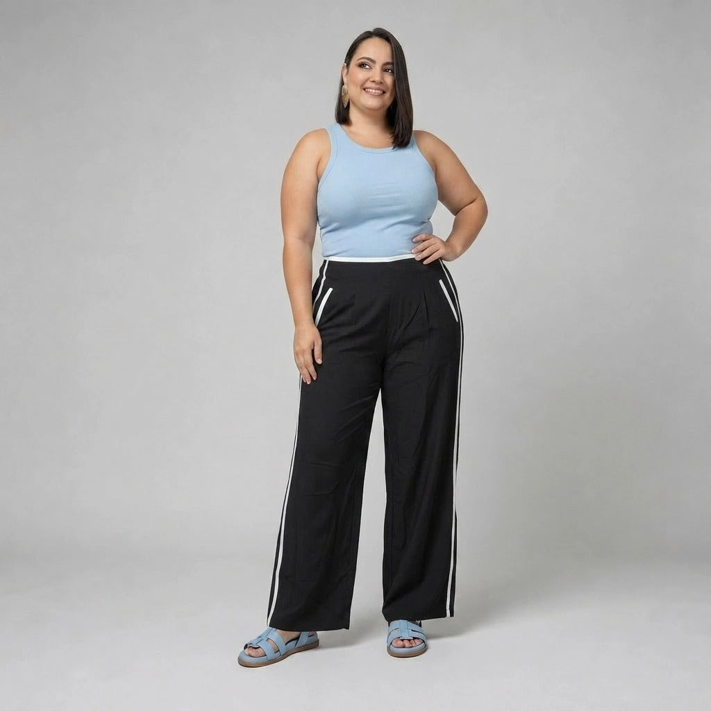 Paw Drazzel Boutique Women's High-Waisted, Straight-leg, Smooth Front Panel, Back Zipper, Side Pocket, Gallega Pants