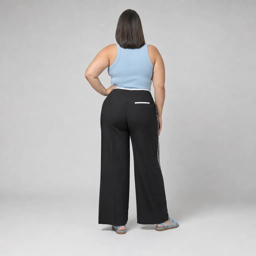Paw Drazzel Boutique Women's High-Waisted, Straight-leg, Smooth Front Panel, Back Zipper, Side Pocket, Gallega Pants