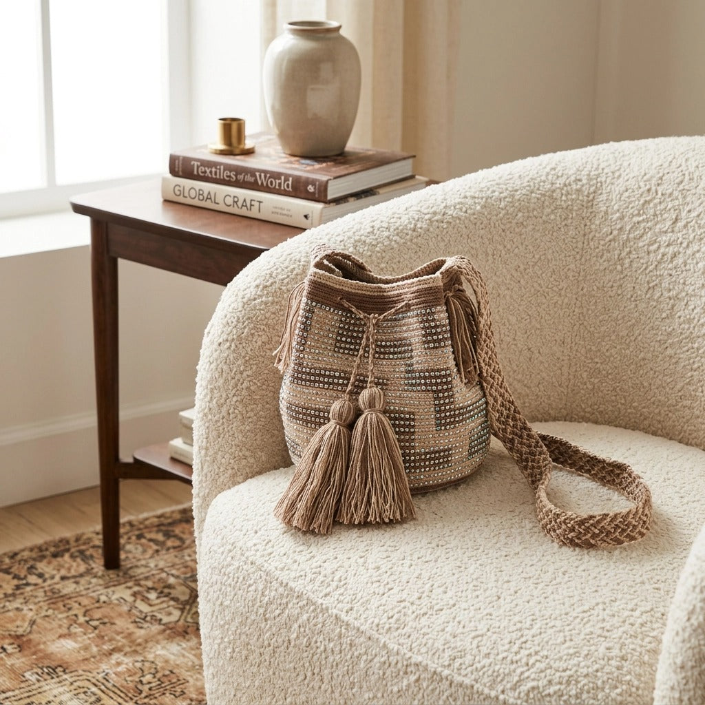 Paw Drazzel Boutique Women's, Hypoallergenic, Handmade, Versatile, Lined Interior, Wool Bucket Bag