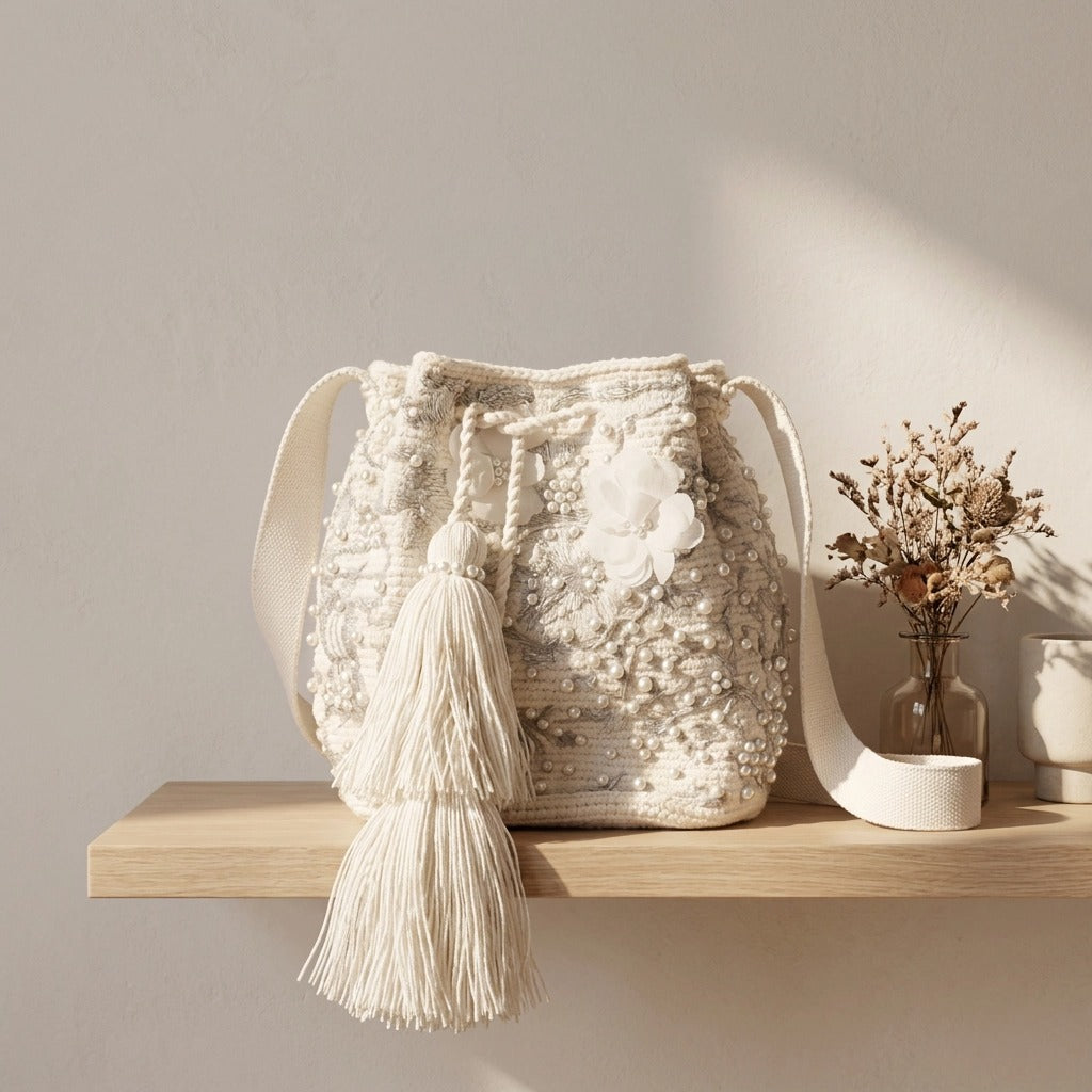 Paw Drazzel Boutique Women's, Hypoallergenic, Handmade, Versatile, Lined Interior, Wool Bucket Bag