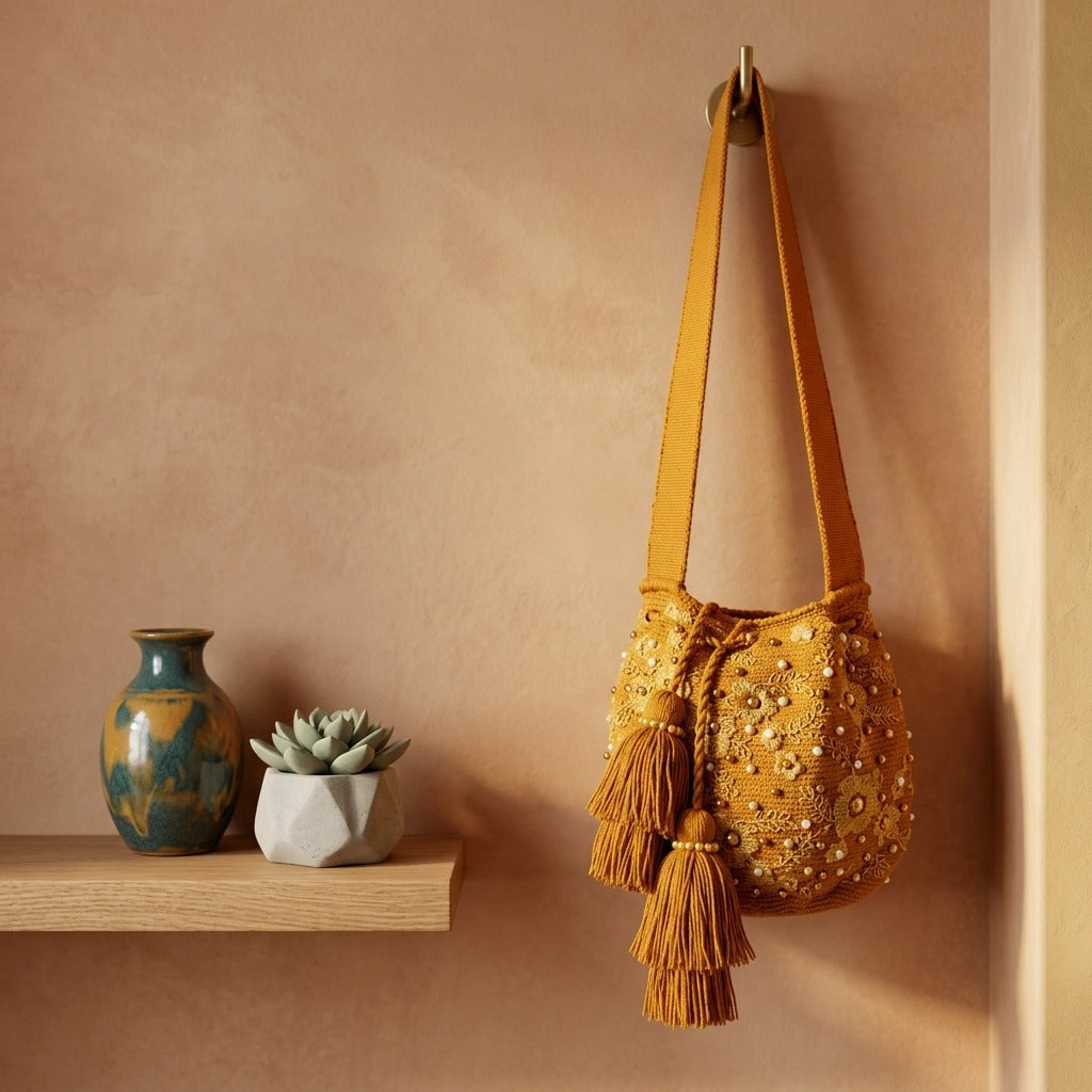 Paw Drazzel Boutique Women's, Hypoallergenic, Handmade, Versatile, Lined Interior, Wool Bucket Bag