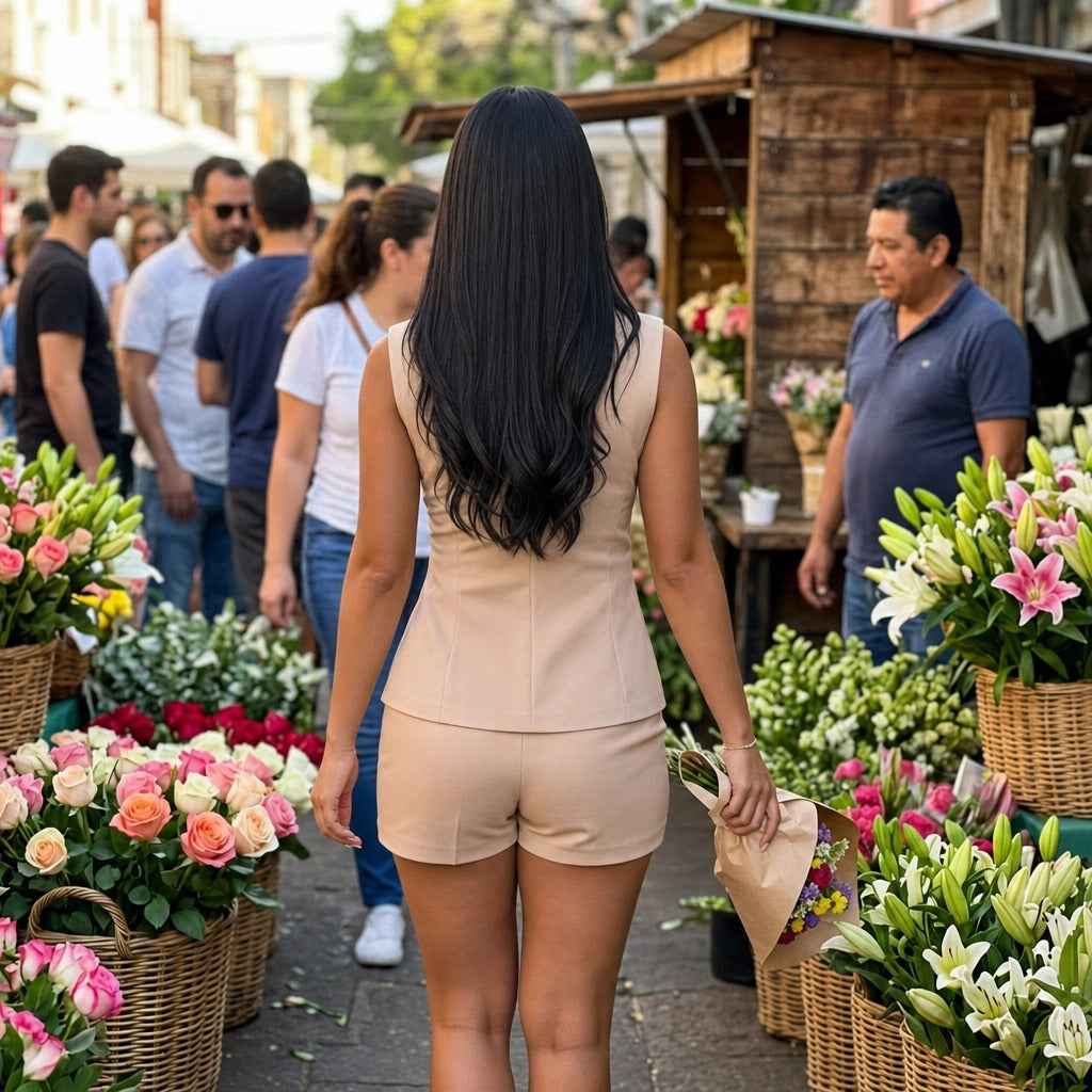 Paw Drazzel Boutique Women's Casualwear, Side Pockets, Double-Breasted, Tailored Vest and Shorts Co-Ord Set