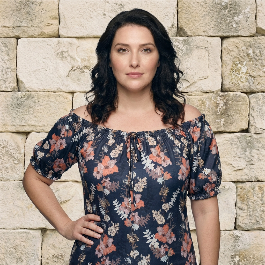 Paw Drazzel Boutique Women's Women’s Off-The-Shoulder, Elastic Neckline, Keyhole Tie, Short Puff Sleeves, Floral Peasant Top