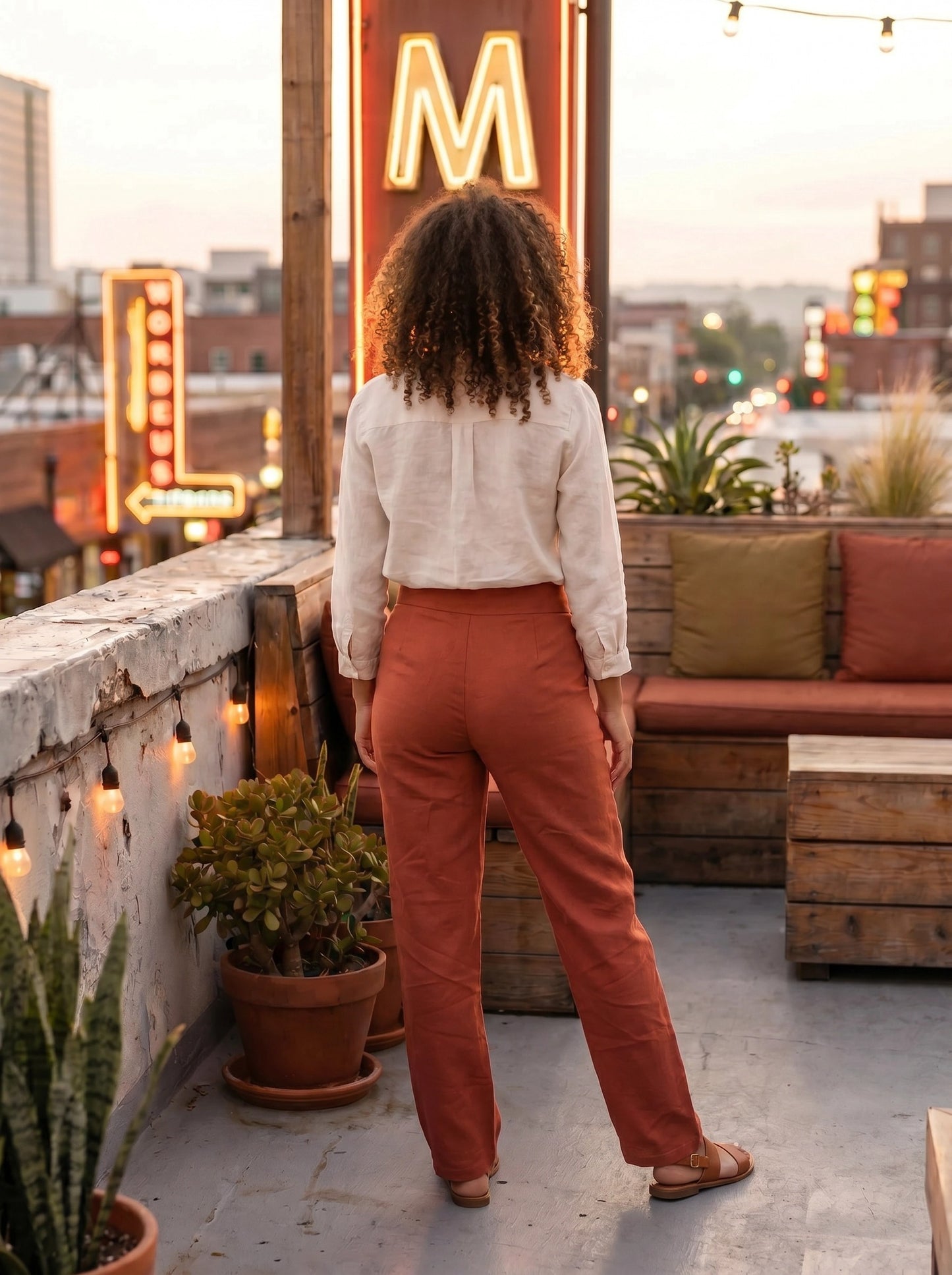 Paw Drazzel Boutique Women's High-Waisted, Button-Up, Pocketed, Straight Leg, Tailored Dee Pants