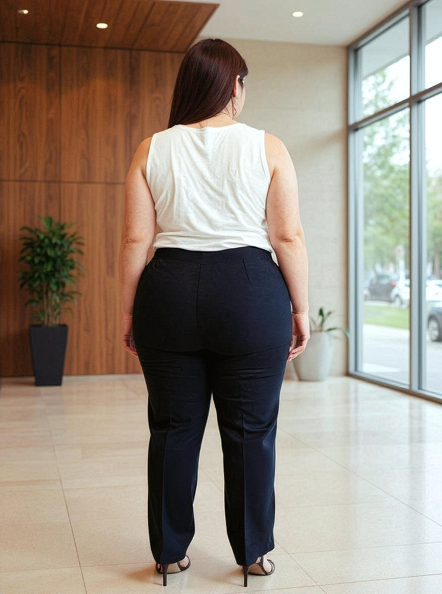 Paw Drazzel Boutique Women's High-Waisted, Flat Front, Straight-Leg, Tailored Fit Dress Pants