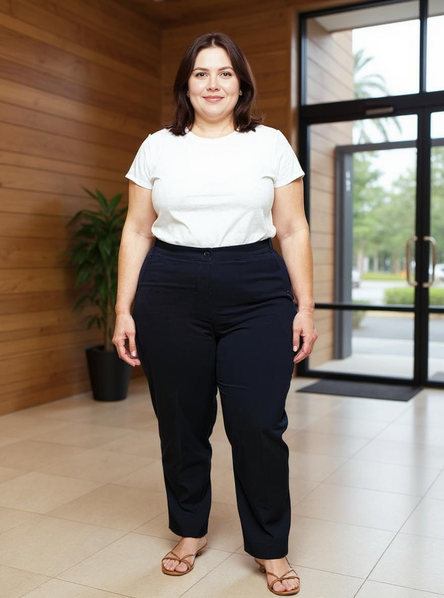 Paw Drazzel Boutique Women's High-Waisted, Flat Front, Straight-Leg, Tailored Fit Dress Pants