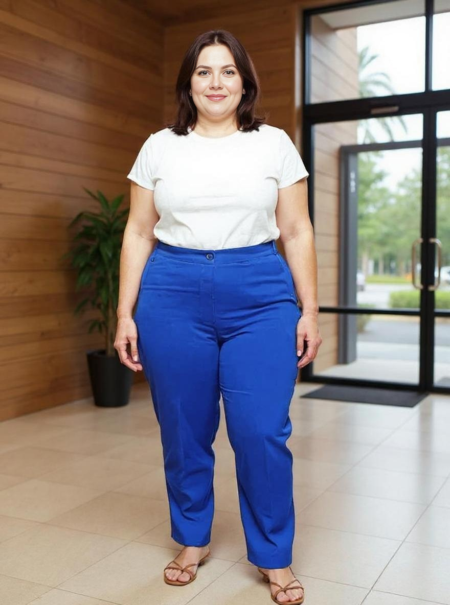 Paw Drazzel Boutique Women's High-Waisted, Flat Front, Straight-Leg, Tailored Fit Dress Pants