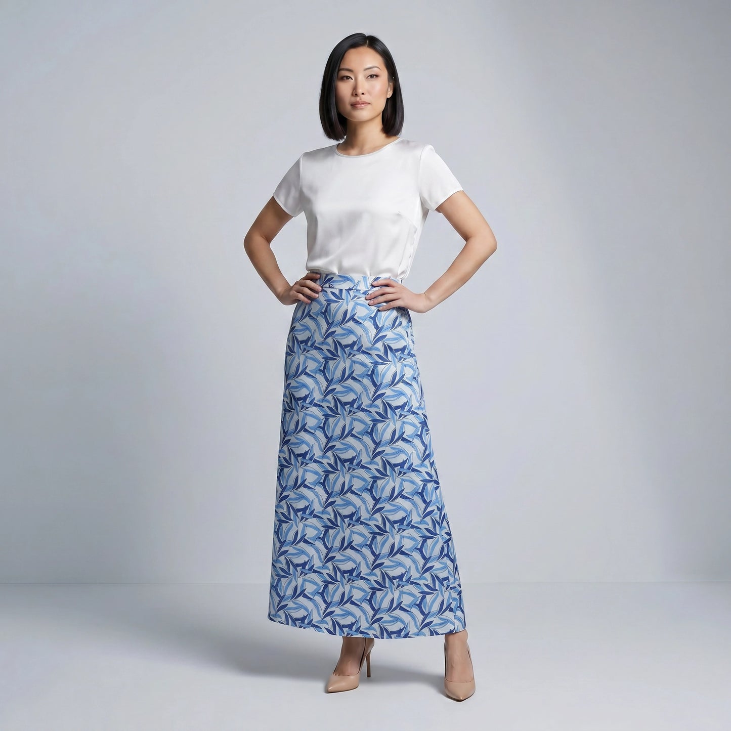 Paw Drazzel Boutique Women's Casual Wear, Tiered Construction, Flat Front Panel, Straight Hemline, Back Zipper, Straight Maxi Skirt