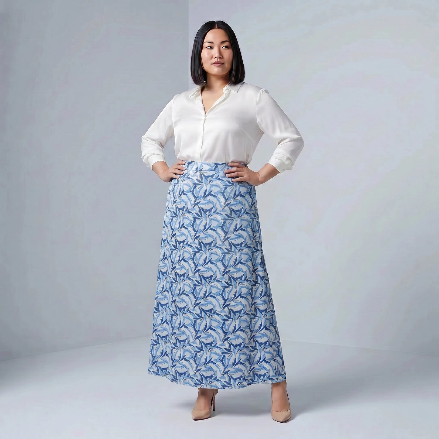 Paw Drazzel Boutique Women's Casual Wear, Tiered Construction, Flat Front Panel, Straight Hemline, Back Zipper, Straight Maxi Skirt