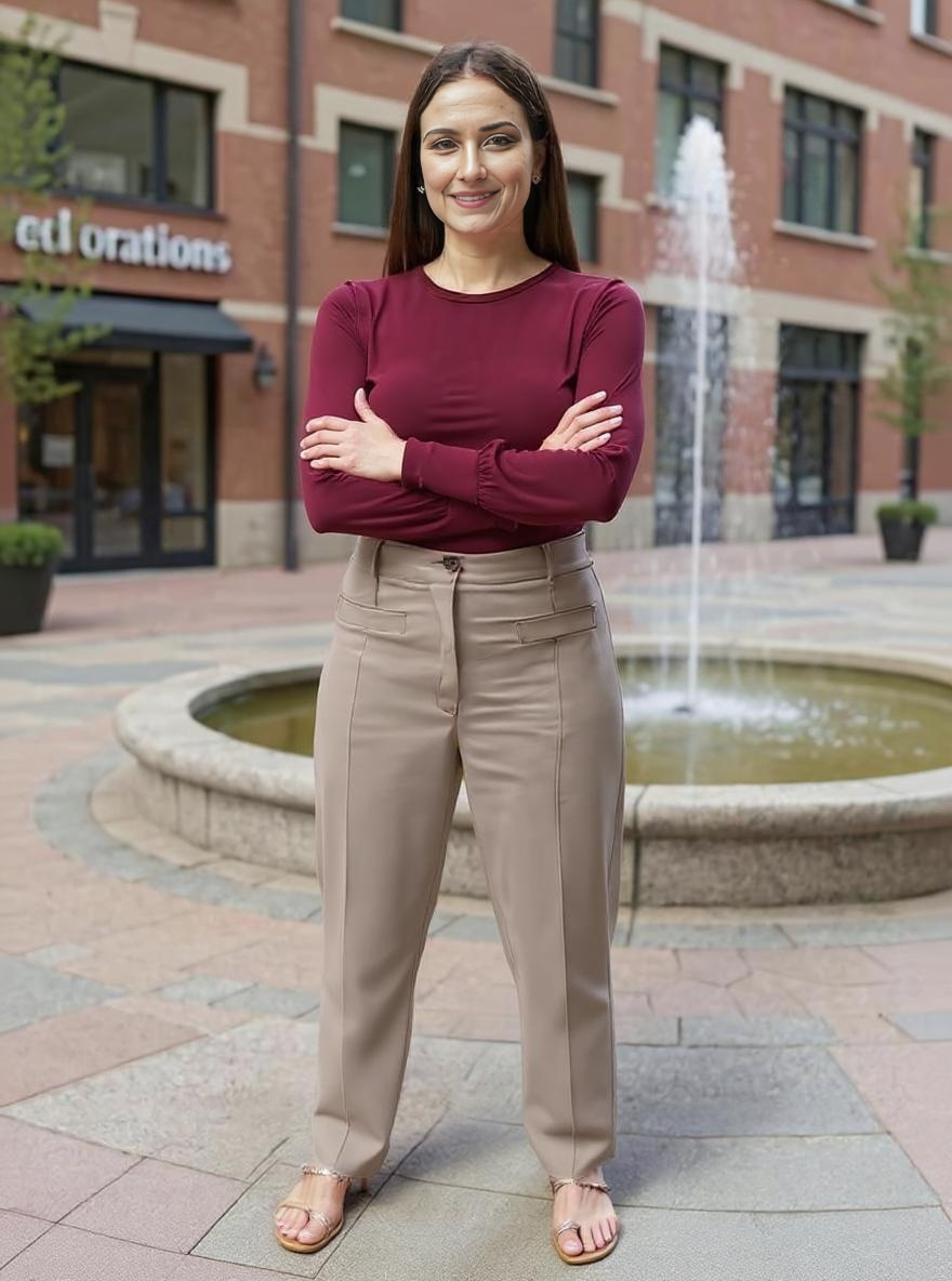 Paw Drazzel Boutique Women's High-Waisted, Wide-Leg Cut, Utility Dress Pants