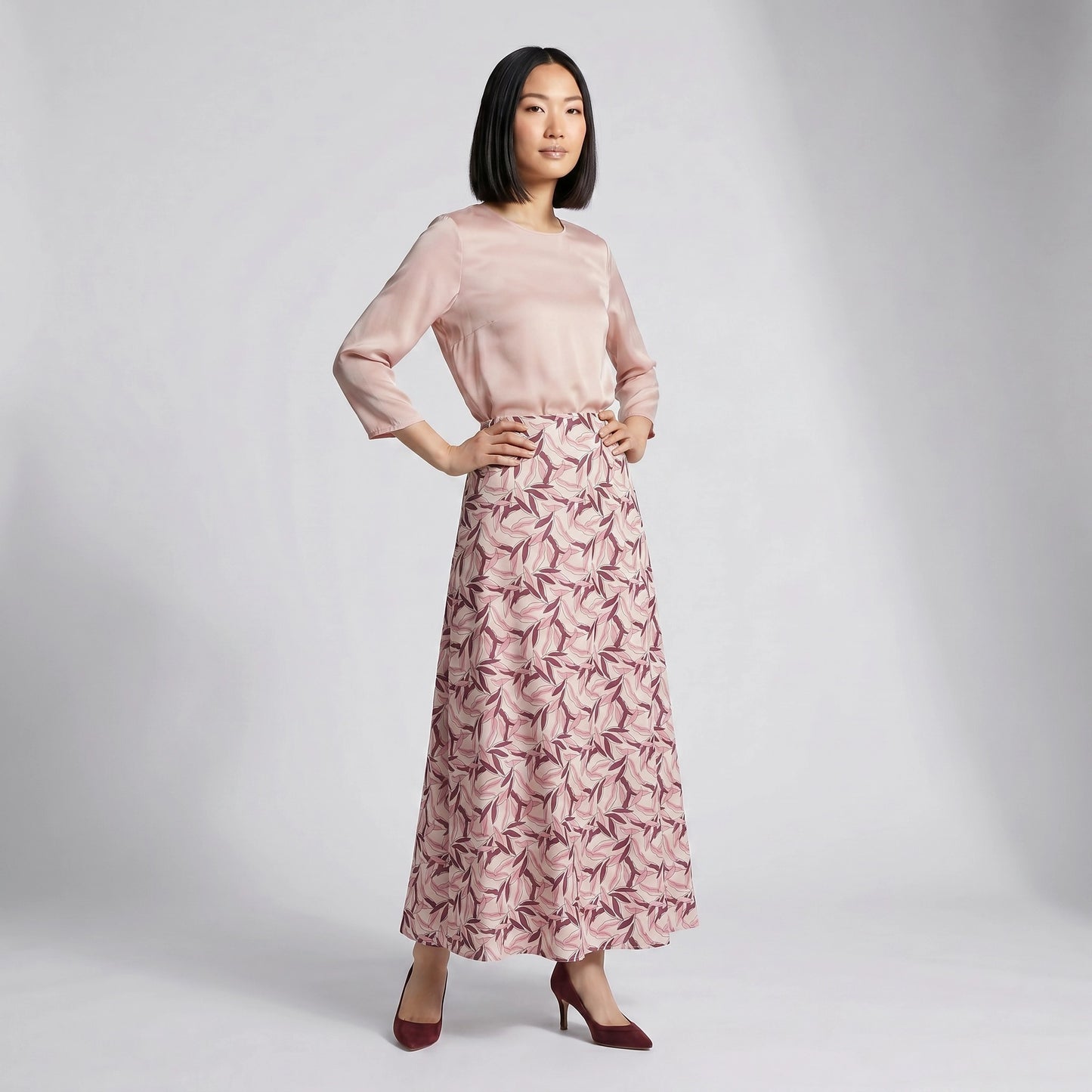 Paw Drazzel Boutique Women's Casual Wear, Tiered Construction, Flat Front Panel, Straight Hemline, Back Zipper, Straight Maxi Skirt