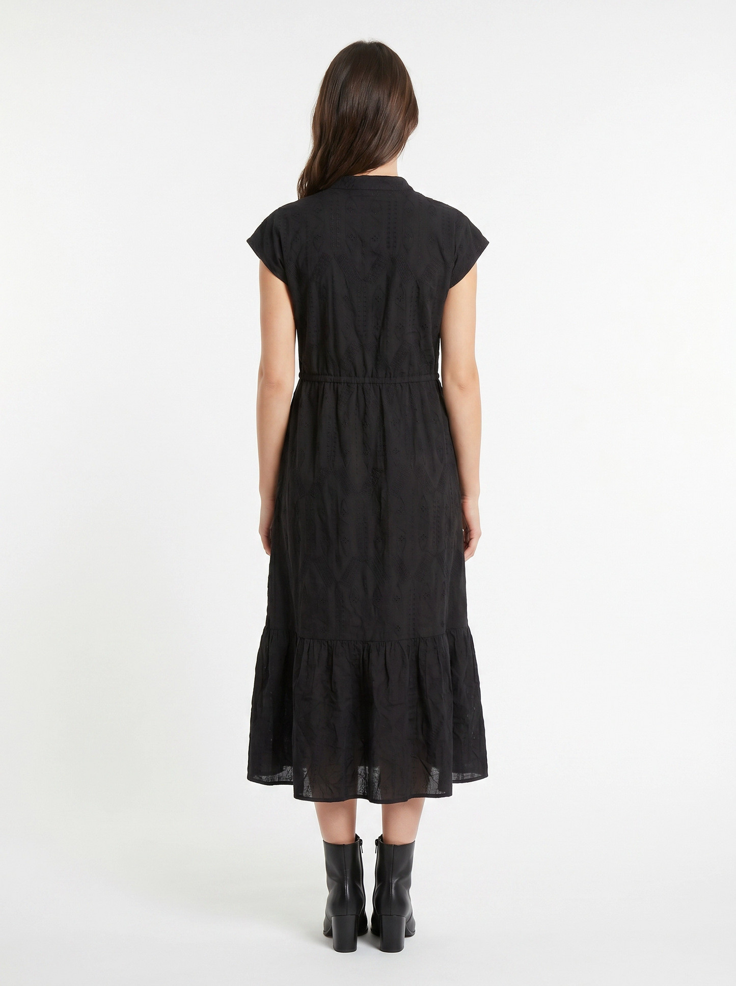 Paw Drazzel Boutique Women's Casualwear, Round Neck, Button Up, Sleeveless, Tie Down Waist, Loom Maxi Dress