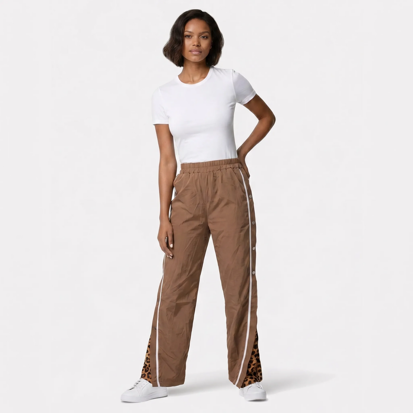Paw Drazzel Boutique Women's High-Waisted, Straight-leg, Button-up, Front Zipper/No Zipper, Side Pocket, Gallega Pants