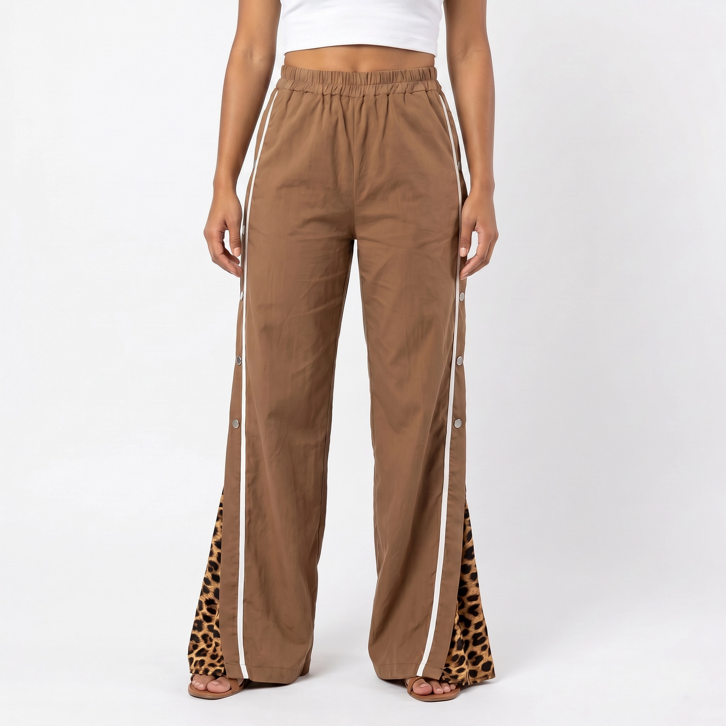 Paw Drazzel Boutique Women's High-Waisted, Straight-leg, Button-up, Front Zipper/No Zipper, Side Pocket, Gallega Pants
