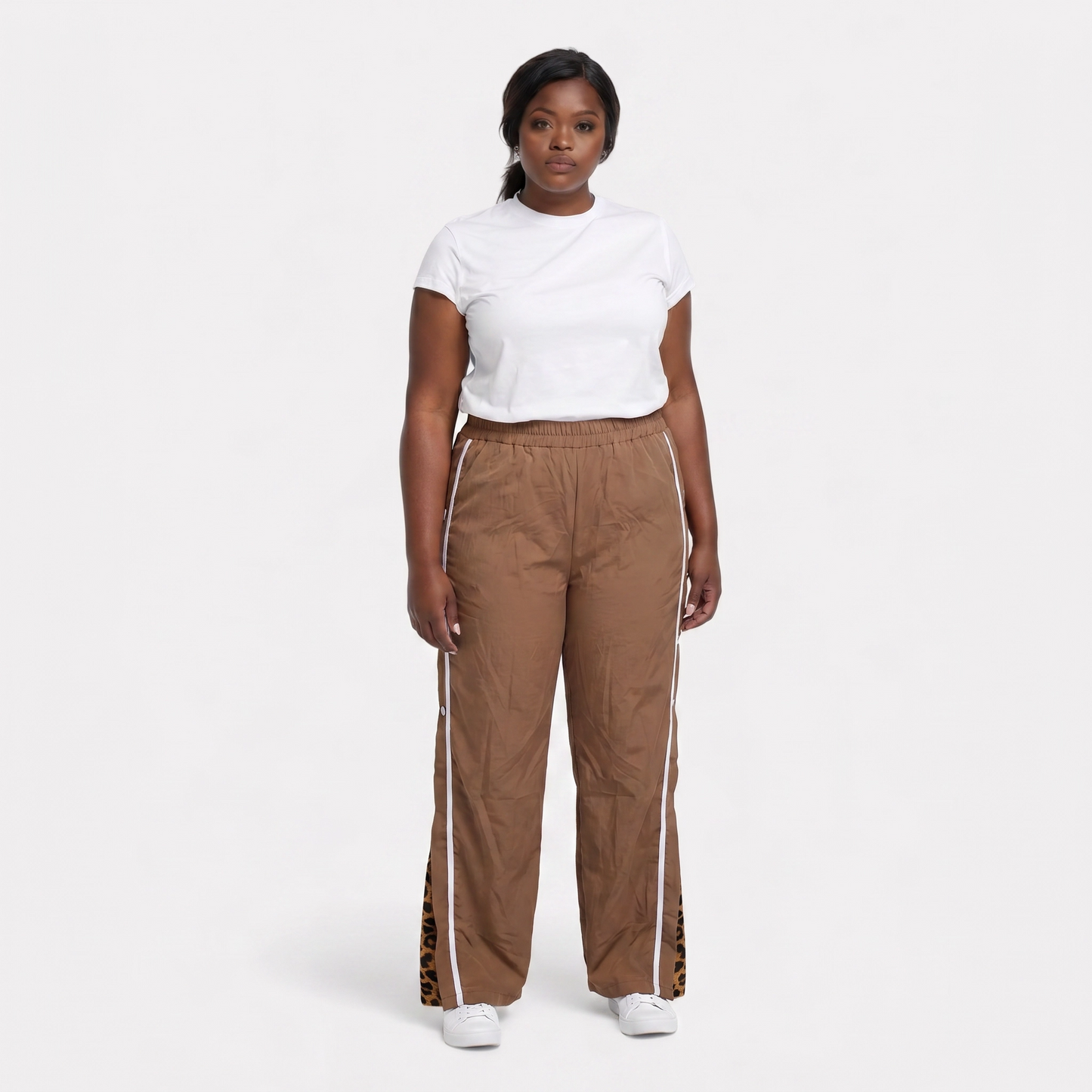 Paw Drazzel Boutique Women's High-Waisted, Straight-leg, Button-up, Front Zipper/No Zipper, Side Pocket, Gallega Pants