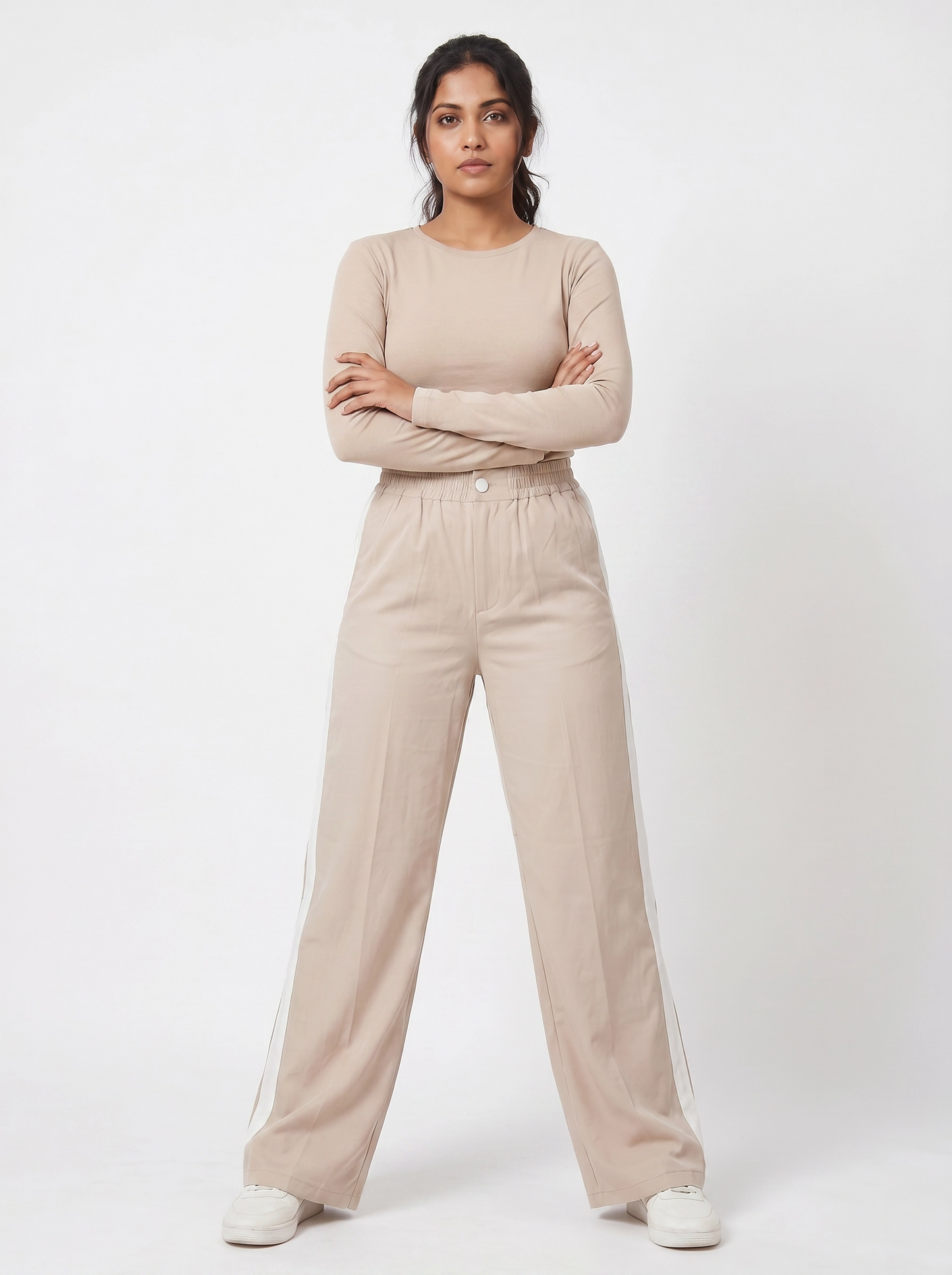 Paw Drazzel Boutique Women's High-Waisted, Straight-leg, Button-up, Front Zipper/No Zipper, Side Pocket, Gallega Pants
