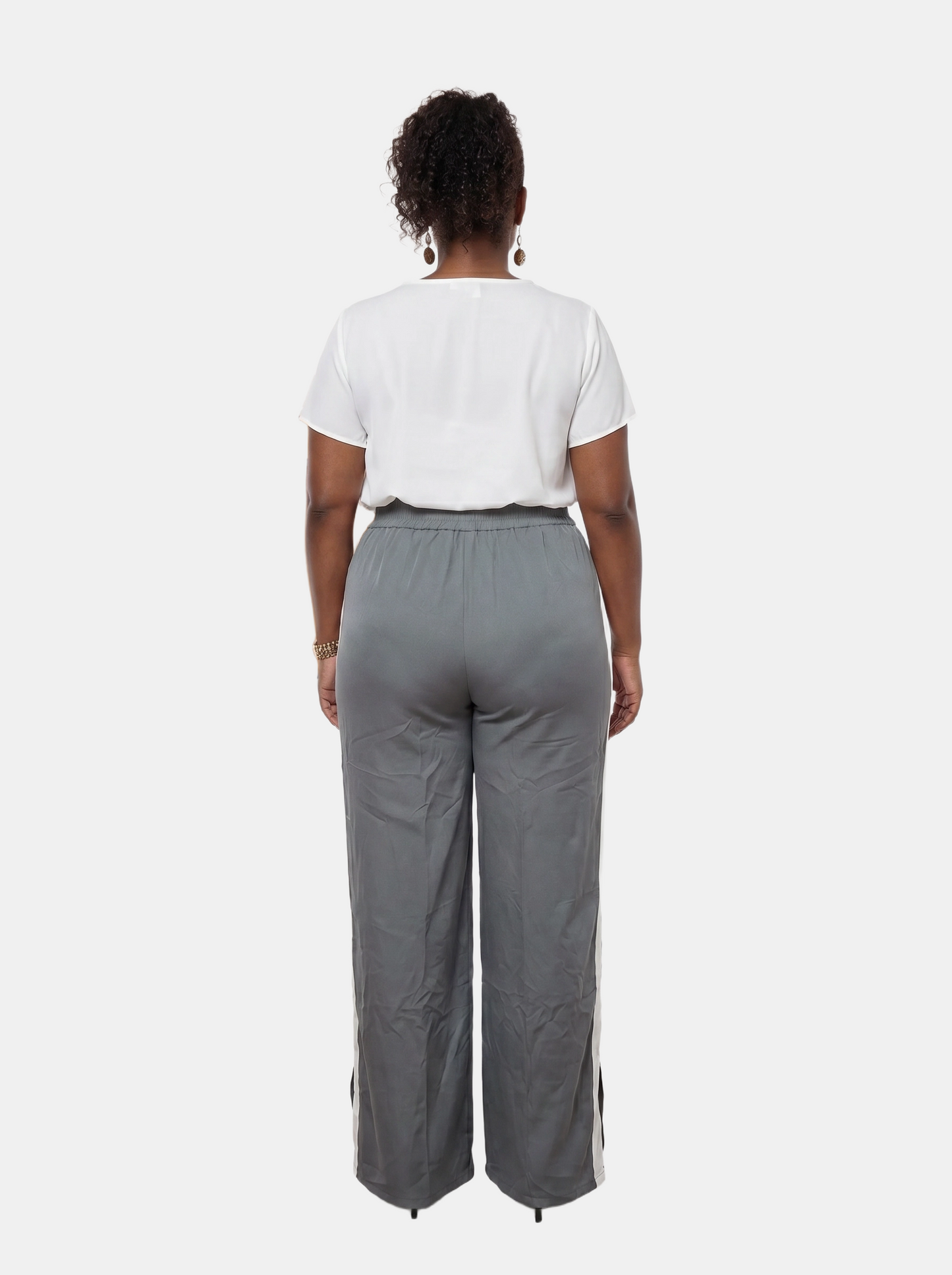 Paw Drazzel Boutique Women's High-Waisted, Straight-leg, Button-up, Front Zipper/No Zipper, Side Pocket, Gallega Pants