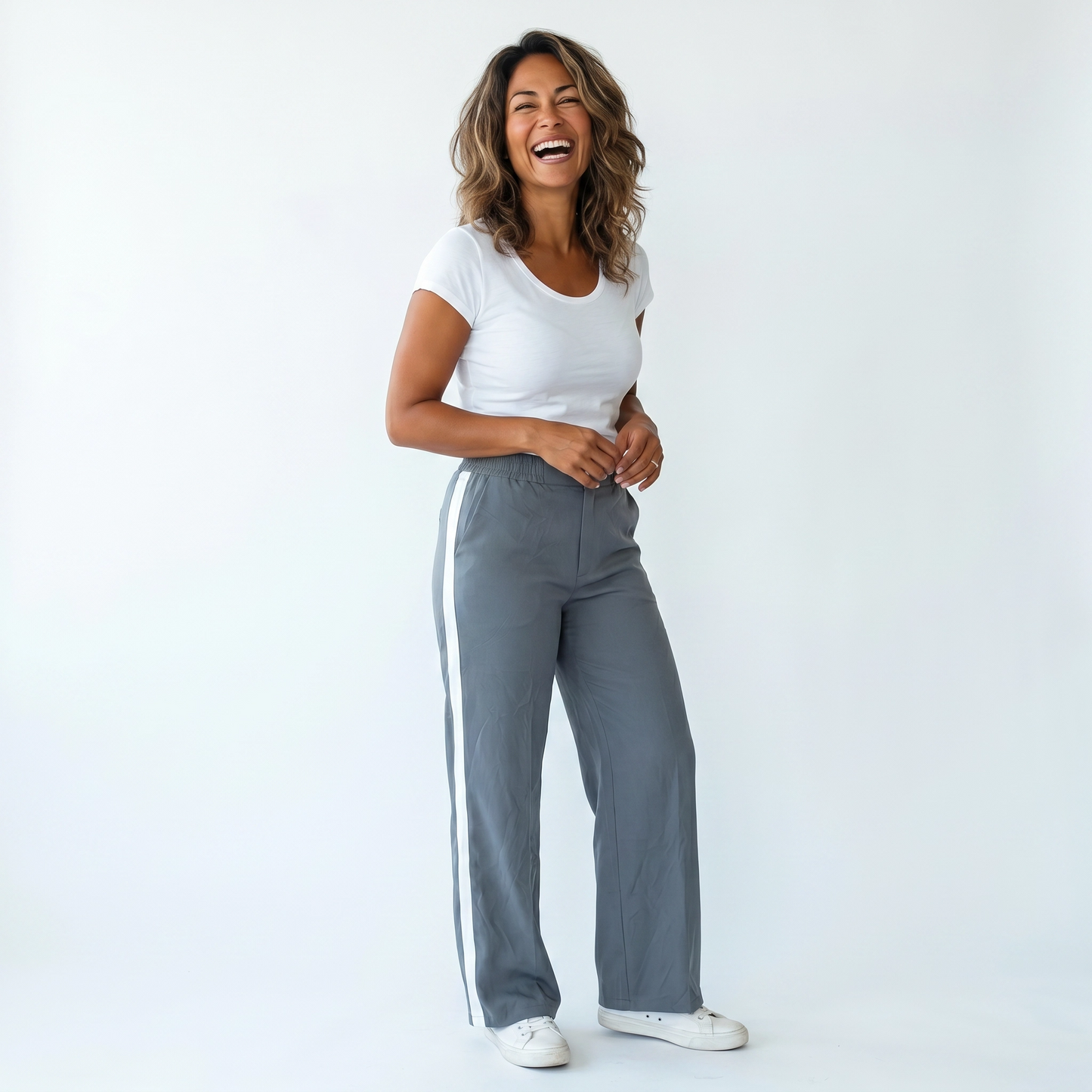 Paw Drazzel Boutique Women's High-Waisted, Straight-leg, Button-up, Front Zipper/No Zipper, Side Pocket, Gallega Pants