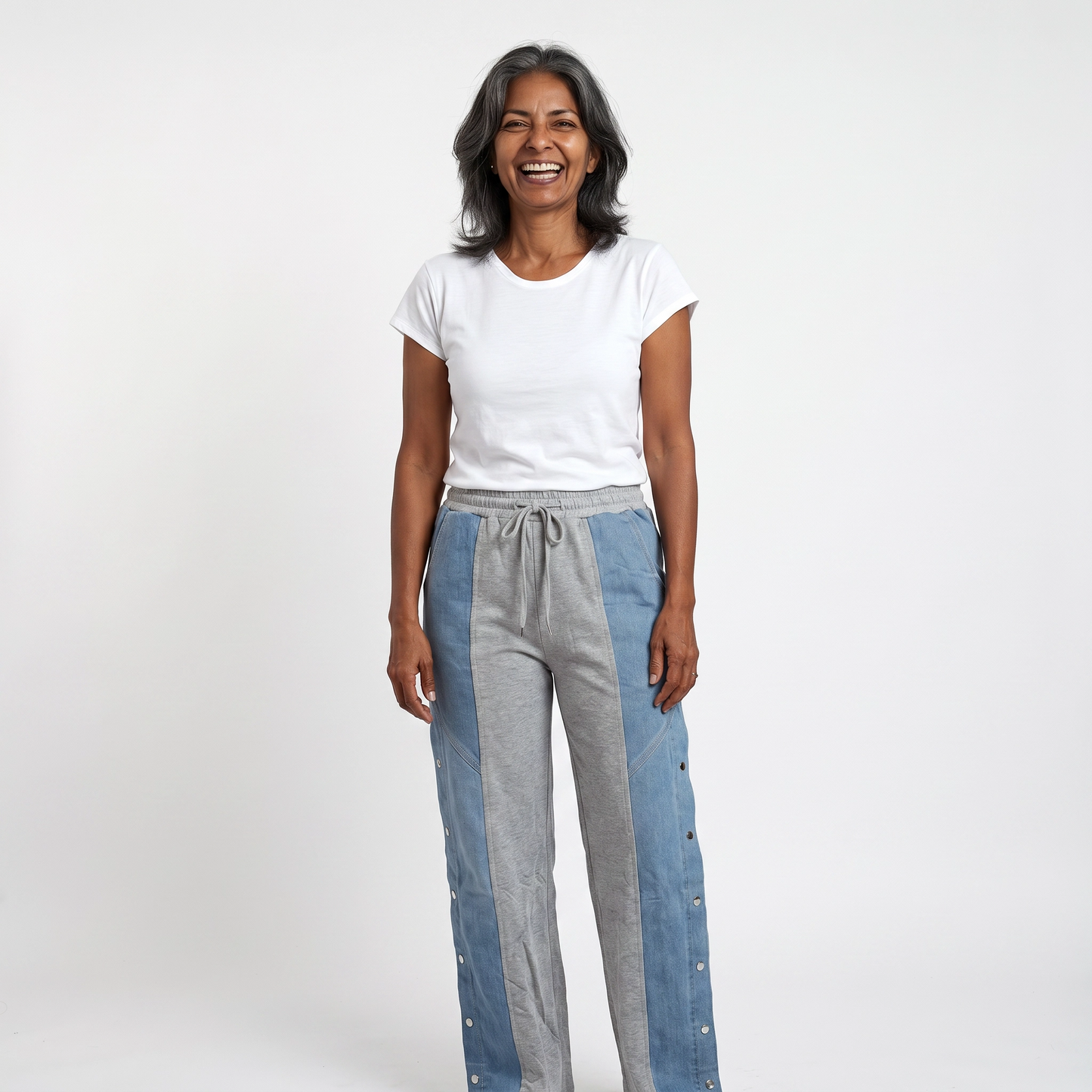 Paw Drazzel Boutique Women's High-Waisted, Straight-leg, Button-up, Front Zipper/No Zipper, Side Pocket, Gallega Pants