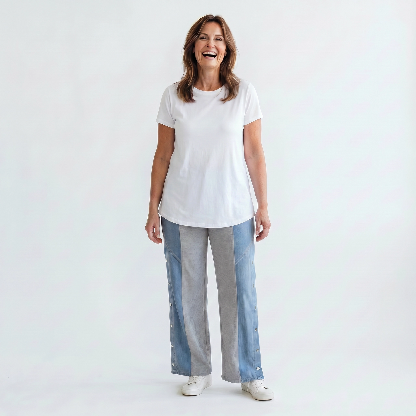 Paw Drazzel Boutique Women's High-Waisted, Straight-leg, Button-up, Front Zipper/No Zipper, Side Pocket, Gallega Pants