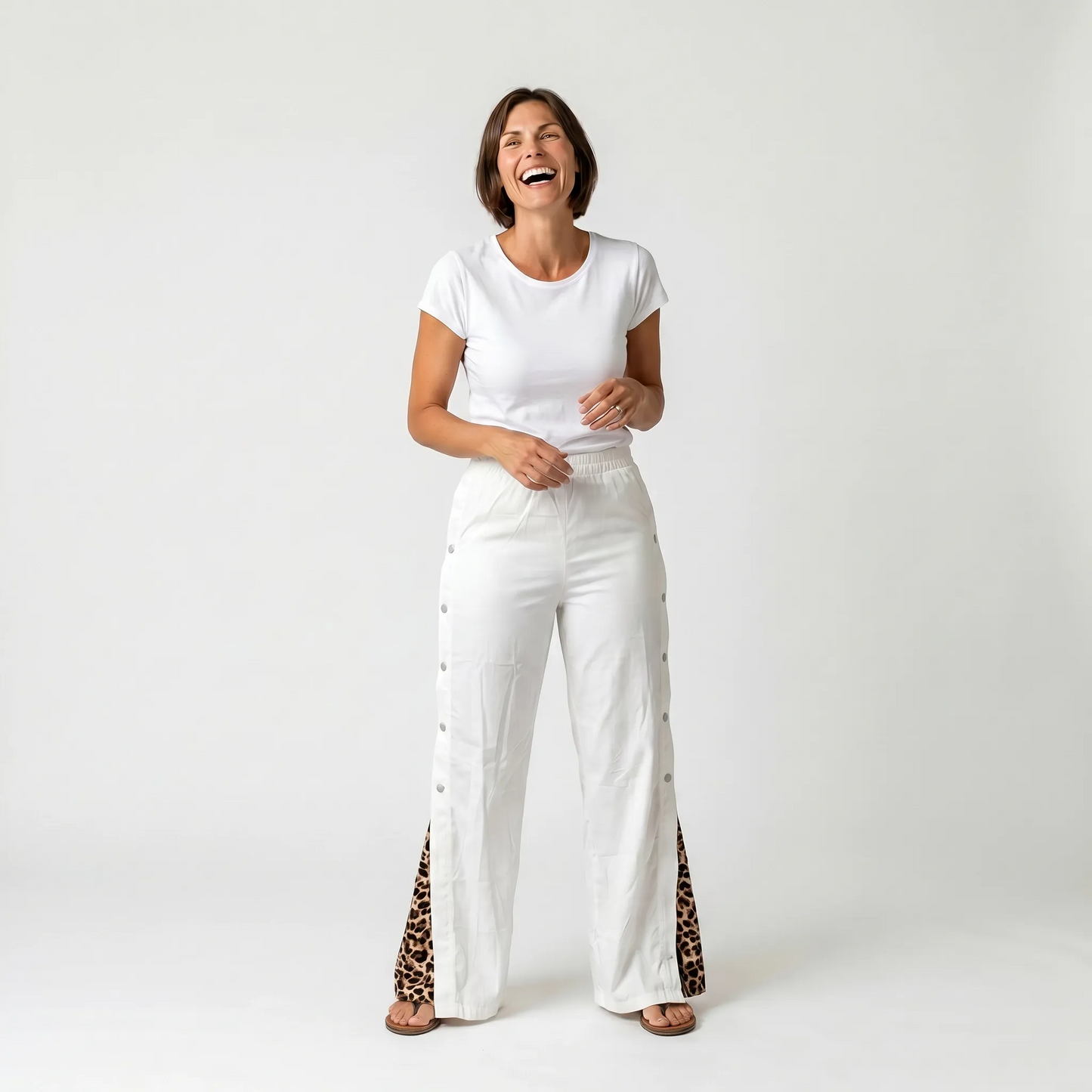 Paw Drazzel Boutique Women's High-Waisted, Straight-leg, Button-up, Front Zipper/No Zipper, Side Pocket, Gallega Pants