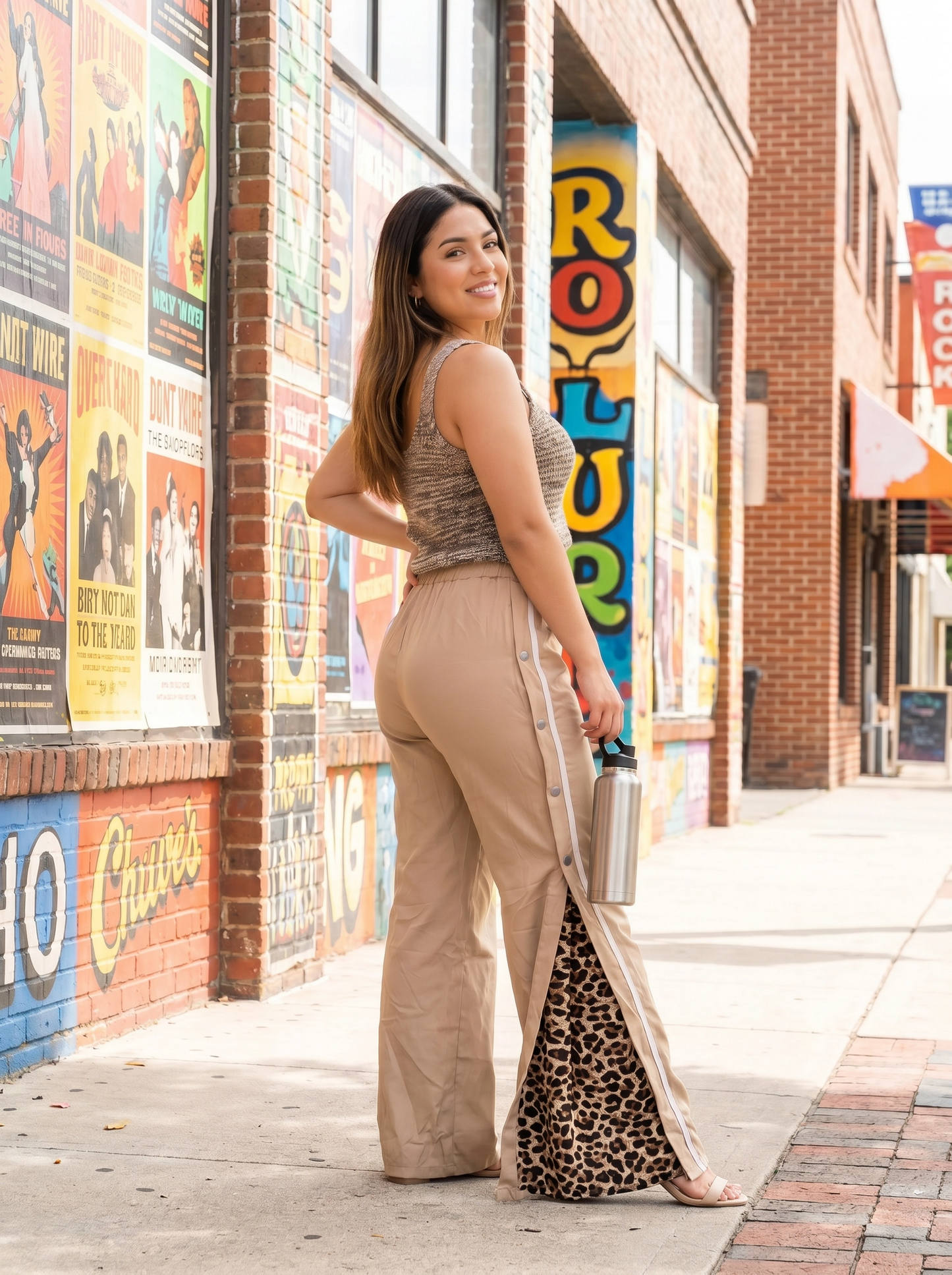 Paw Drazzel Boutique Women's High-Waisted, Straight-leg, Button-up, Front Zipper/No Zipper, Side Pocket, Gallega Pants
