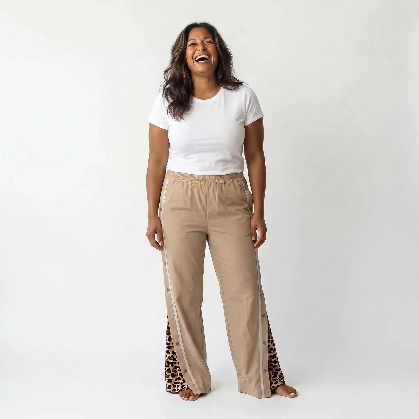 Paw Drazzel Boutique Women's High-Waisted, Straight-leg, Button-up, Front Zipper/No Zipper, Side Pocket, Gallega Pants