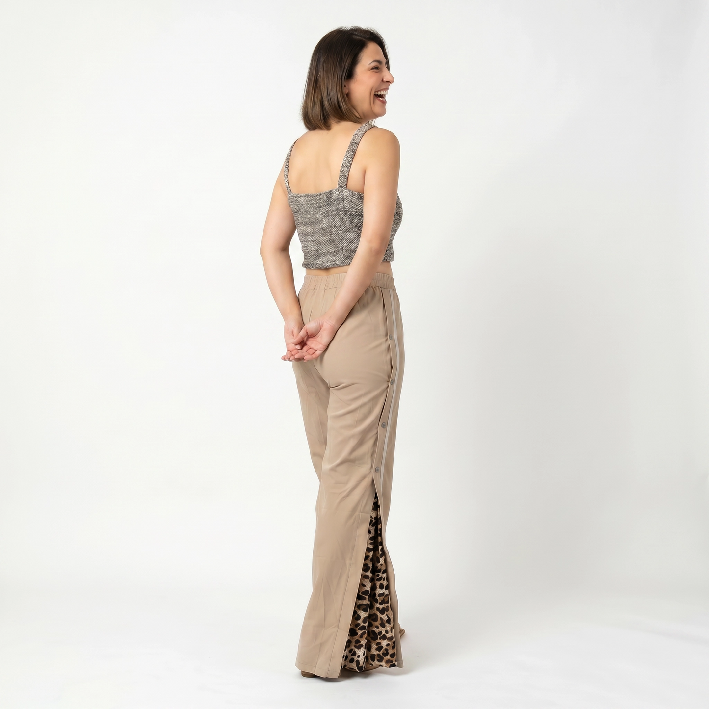 Paw Drazzel Boutique Women's High-Waisted, Straight-leg, Button-up, Front Zipper/No Zipper, Side Pocket, Gallega Pants