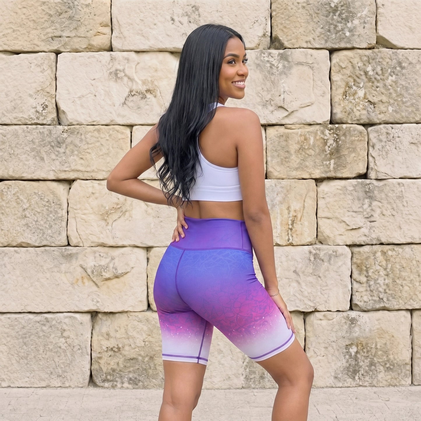 Paw Drazzel Boutique Women's Athletic Wear, One piece, Short-Leg, High Waist, Printed Workout Shorts